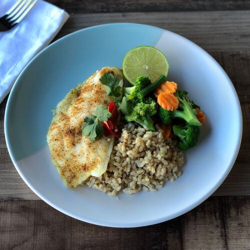 Chilli and Lime Fish with Brown Rice (Fitness)